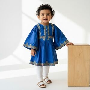 Minnie Minors Girls Pakistani Kurta Top - Blue - 18/24 Months